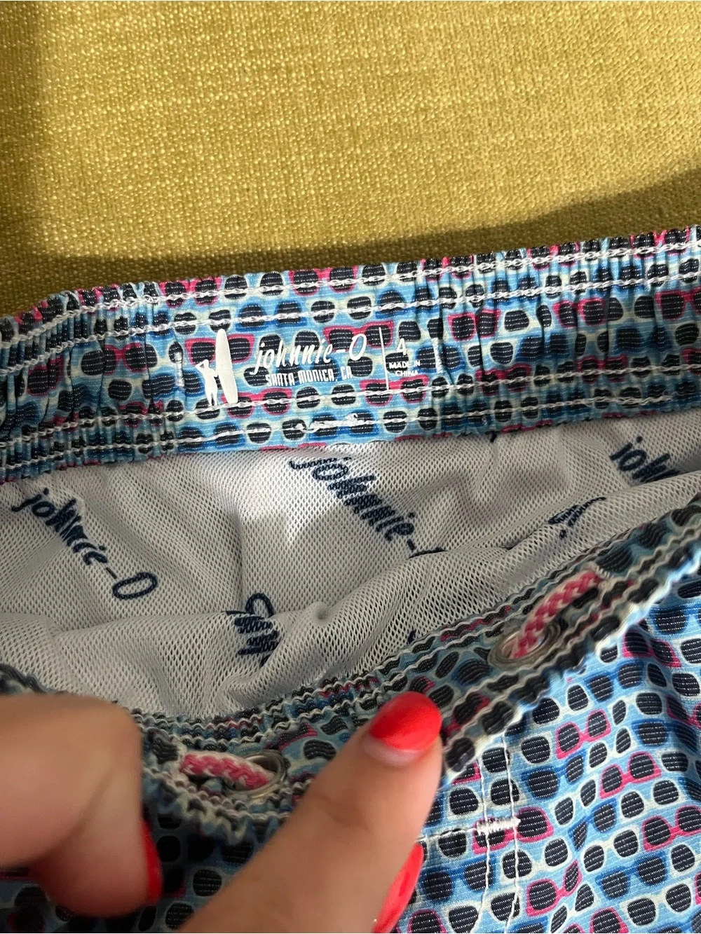 johnnie-O Blue and Pink Swim Trunks